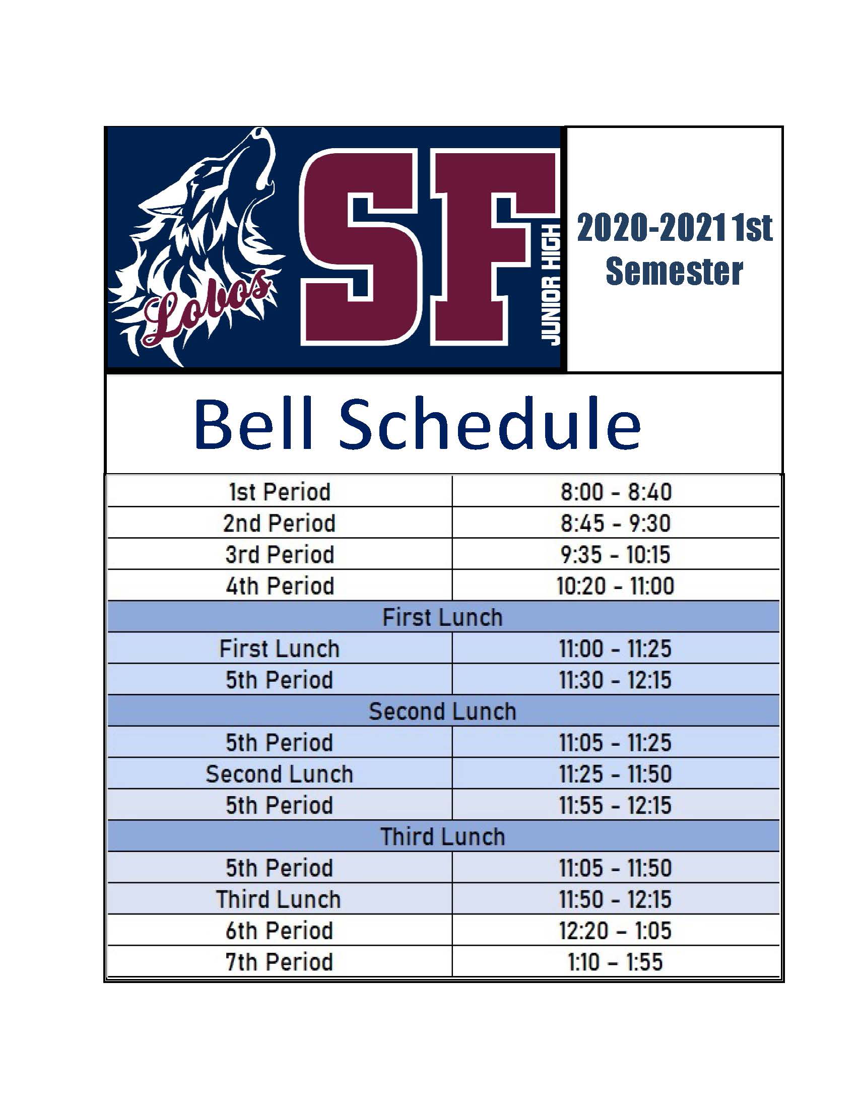 Bell Schedule Spanish Fork Junior High School